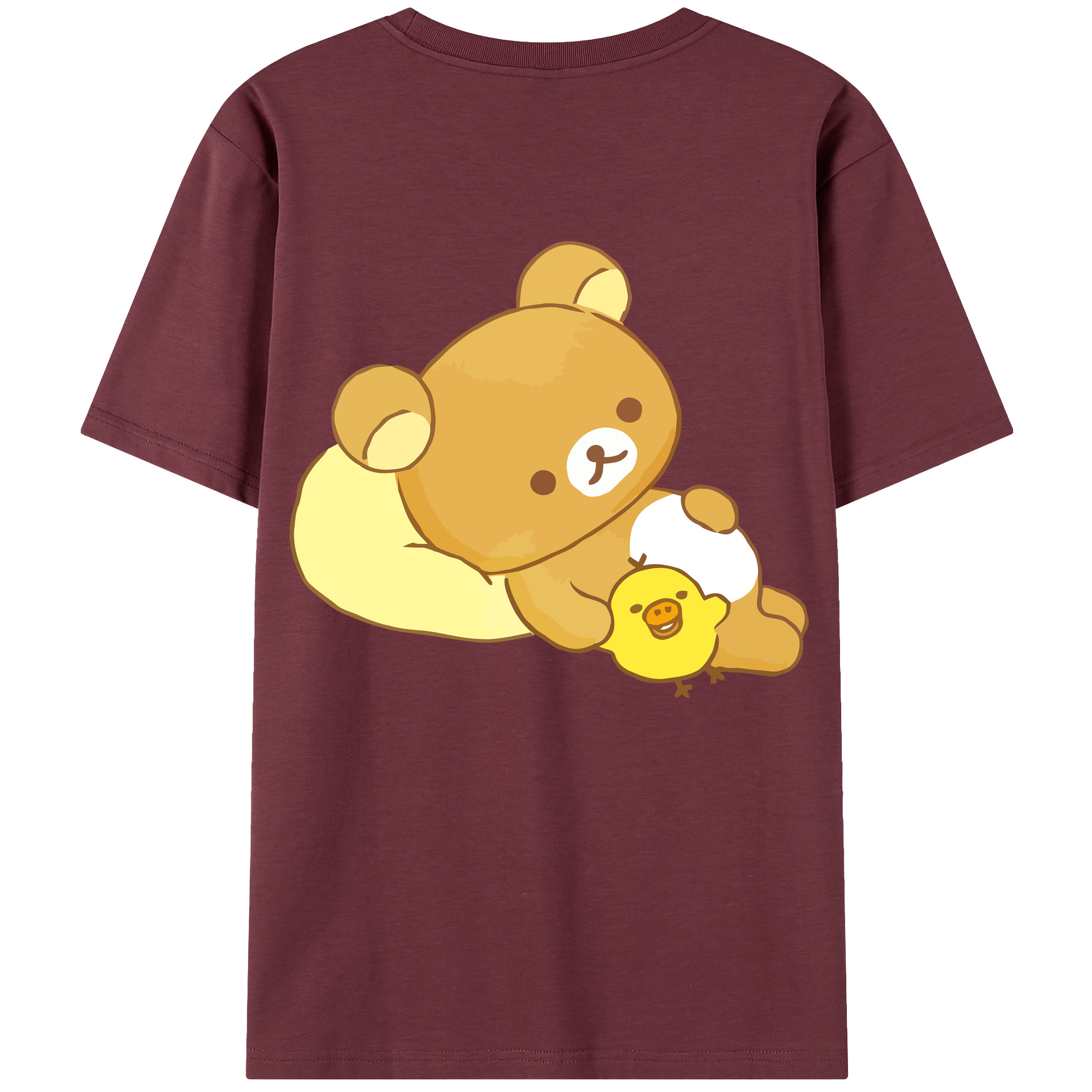 （画像用） リラックマ リラックマ キイロイトリ Rilakkuma Korilakkuma Kiiroitori 綿100％半袖Tシャツ（背面プリント）